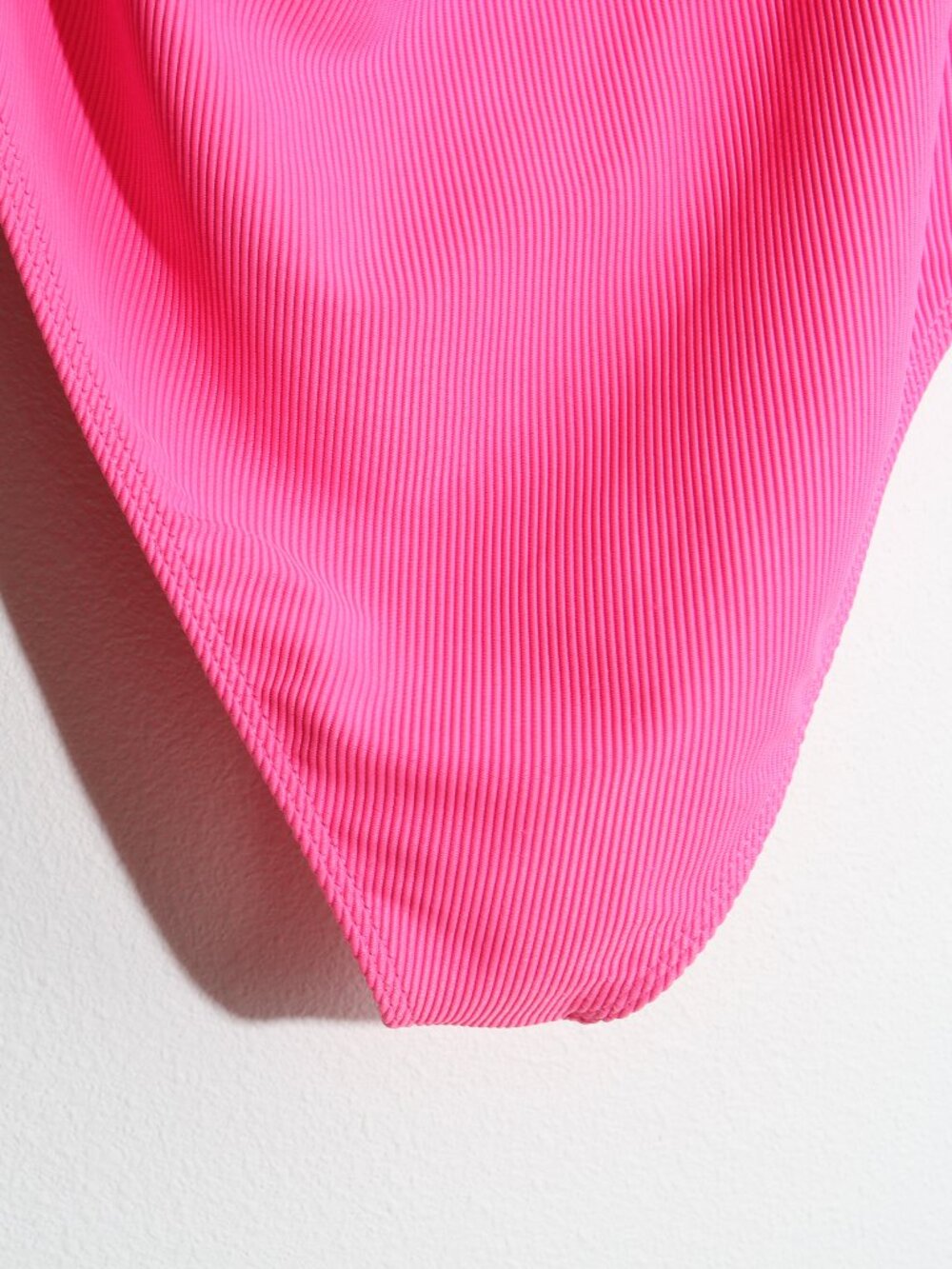 Beach Riot Celine One Piece Swimsuit Neon Pink Ribbed Cut Out Asymmetrical Large - Picture 13 of 16